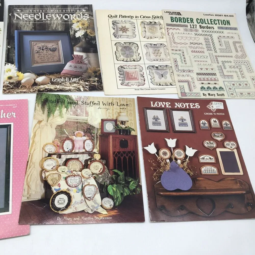 Dale Burdett 101 Alphabets Cross Stitch Book & Leaflet Lot Of 8 Border Country